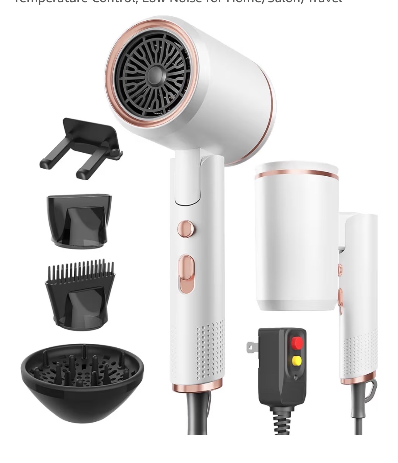 Hair Dryer with Diffuser and Concentrator Nozzle