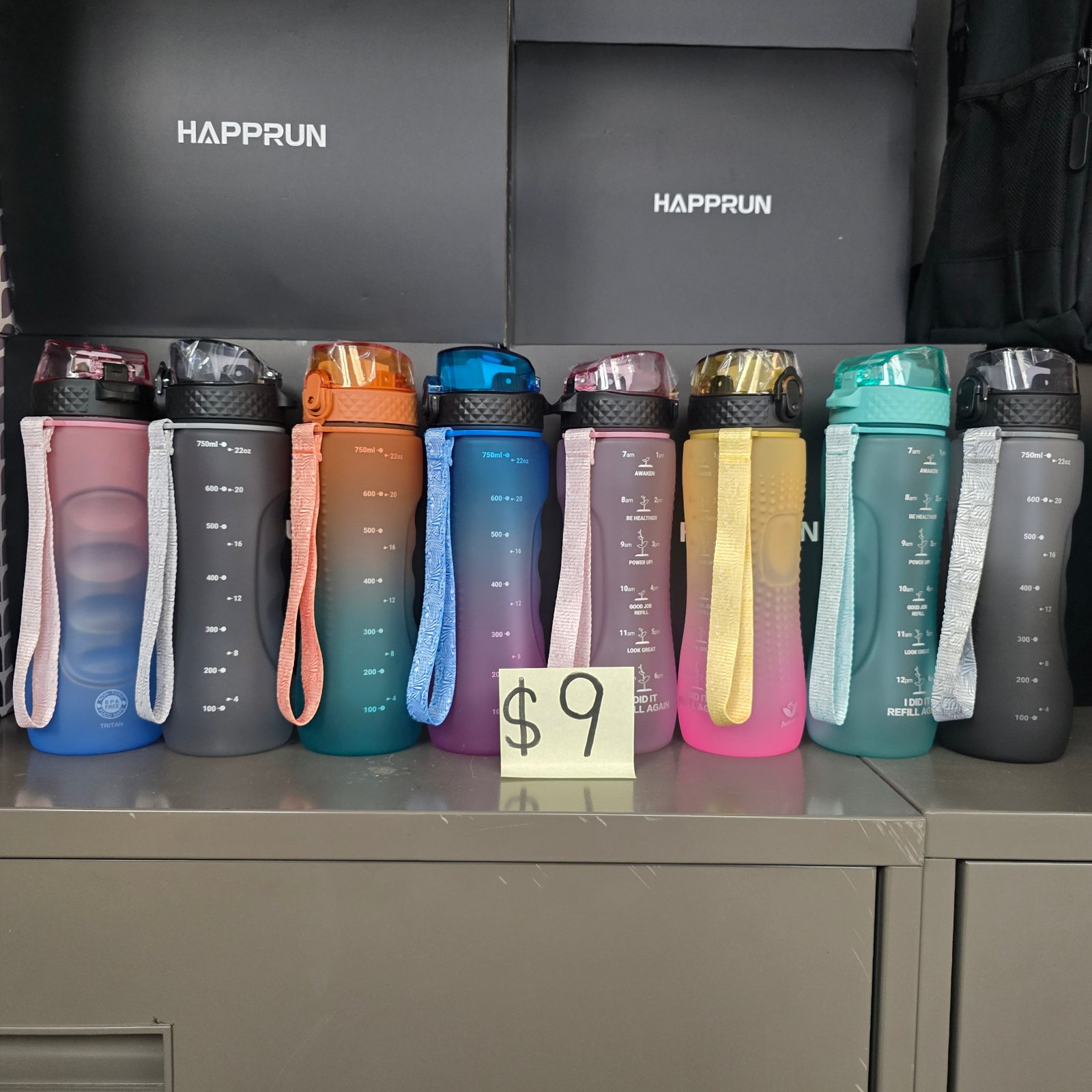 🥛 HAPPRUN 24oz Gradient Time Maker Water Bottle