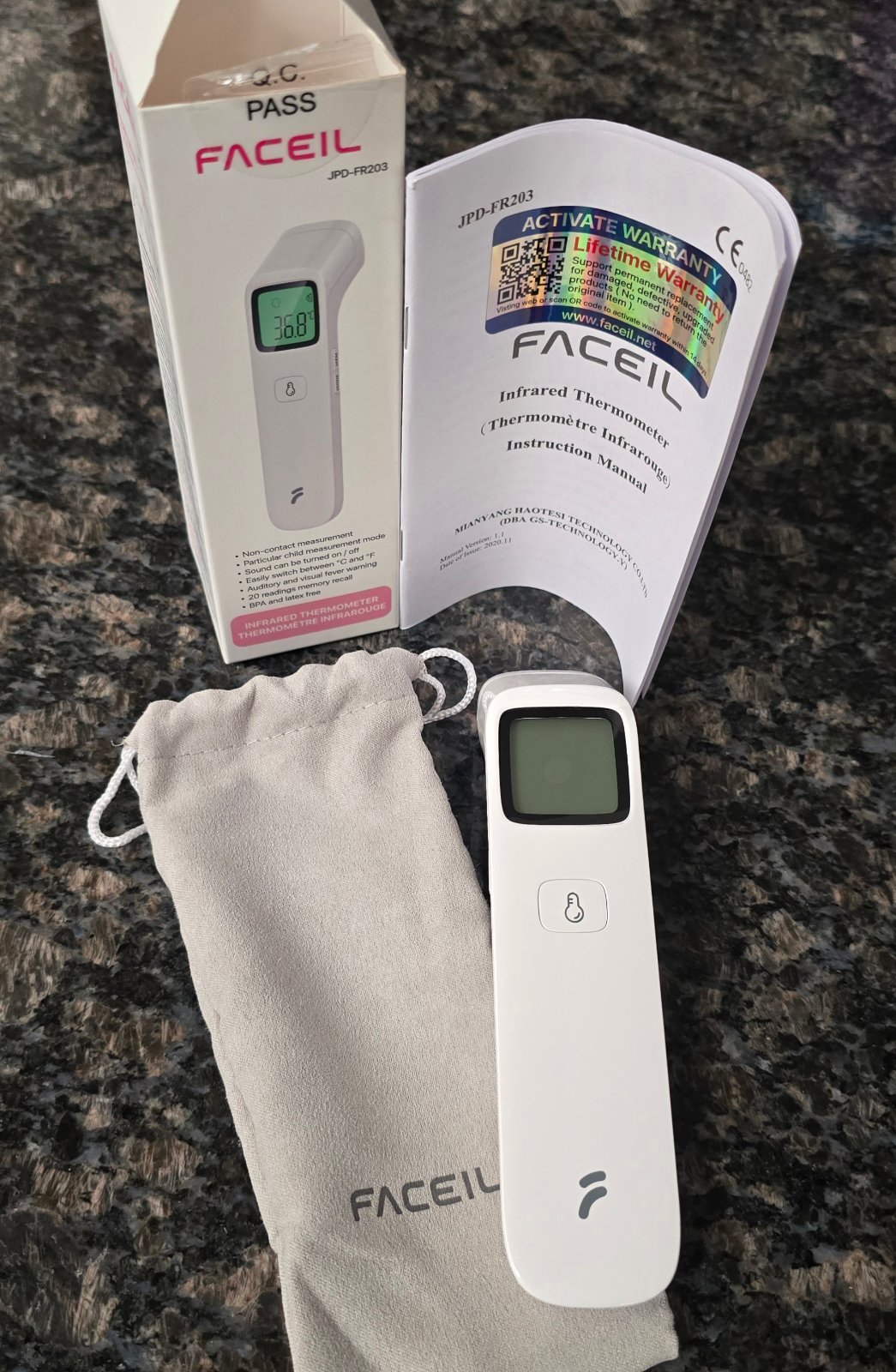 🌡 FACEIL Non-Contact Infrared Forehead Thermometer JPD-FR203 with Pouch and Box