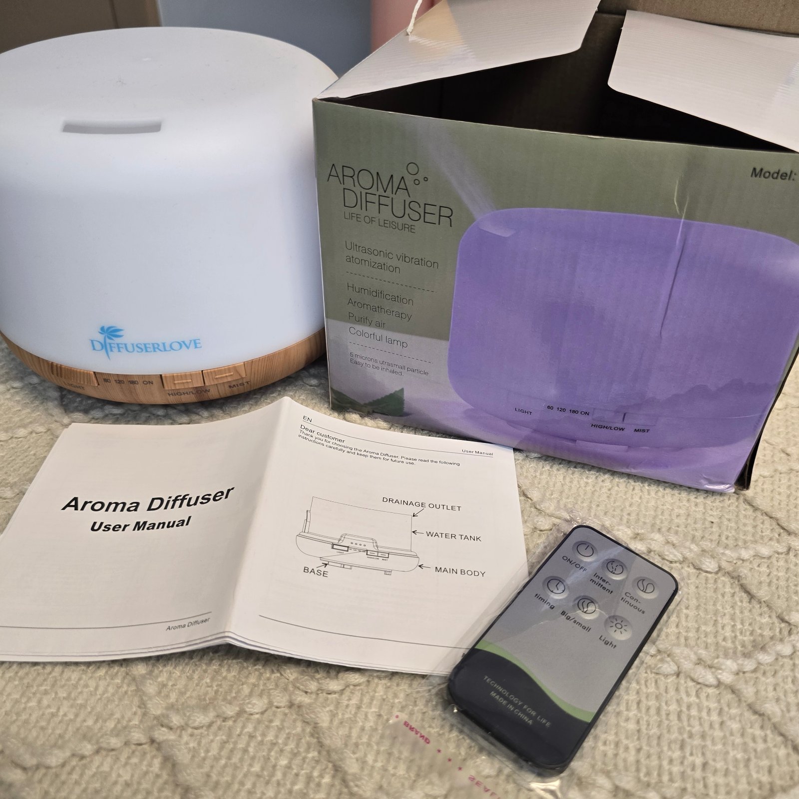 💧 DIFFUSERLOVE Aroma Diffuser Ultrasonic Humidifier with Remote Control